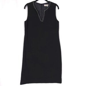 GERARD DAREL V-Neck Knee-Length Dress Size 38 Shift Black Rhinestone‎ 6 S-M US